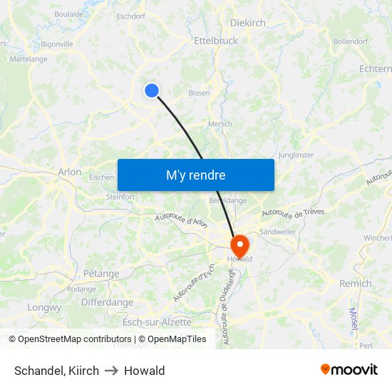Schandel, Kiirch to Howald map