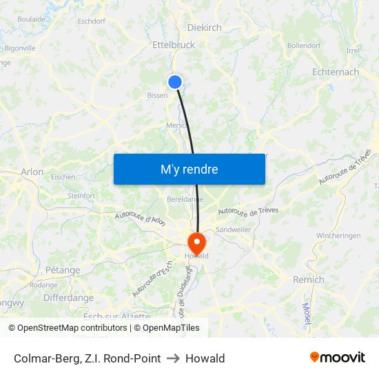 Colmar-Berg, Z.I. Rond-Point to Howald map