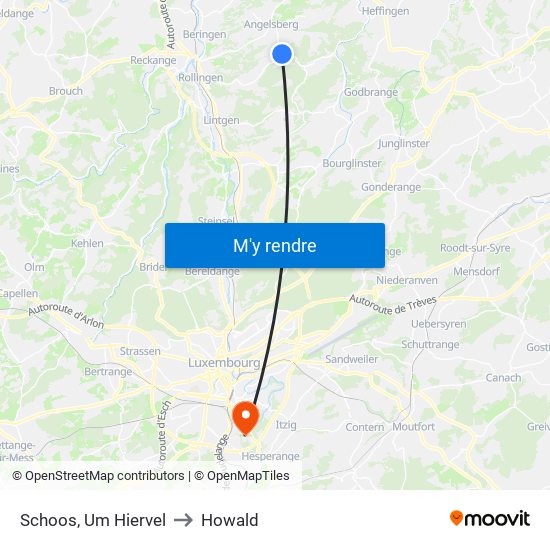Schoos, Um Hiervel to Howald map