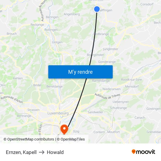 Ernzen, Kapell to Howald map