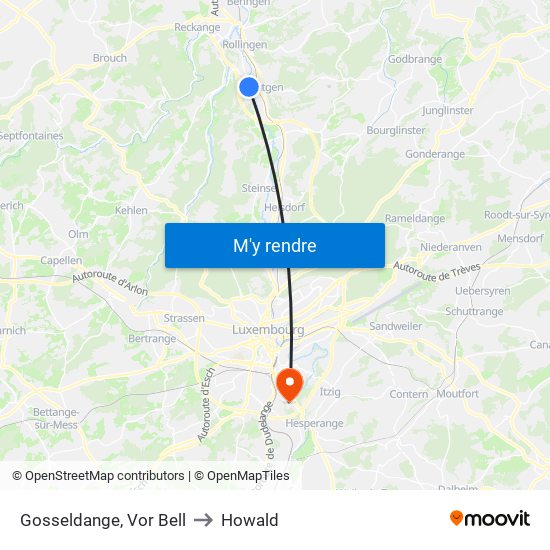 Gosseldange, Vor Bell to Howald map