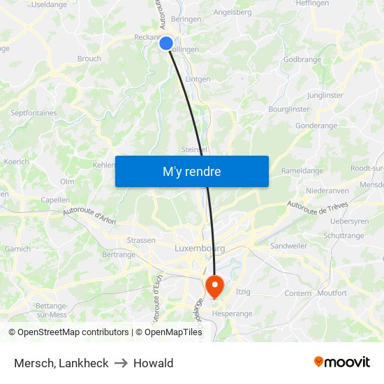 Mersch, Lankheck to Howald map