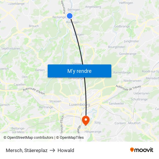 Mersch, Stäereplaz to Howald map