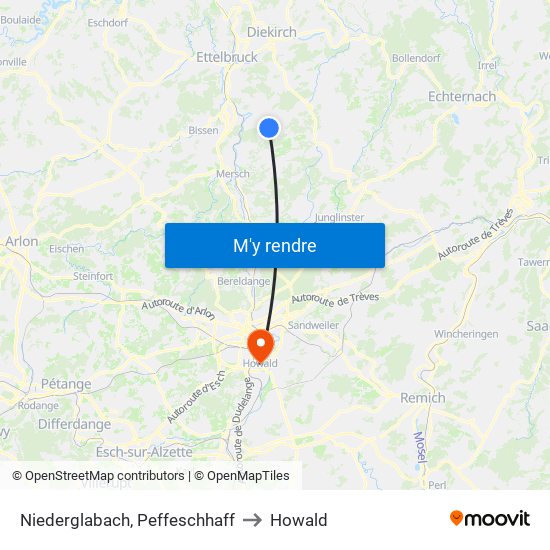Niederglabach, Peffeschhaff to Howald map