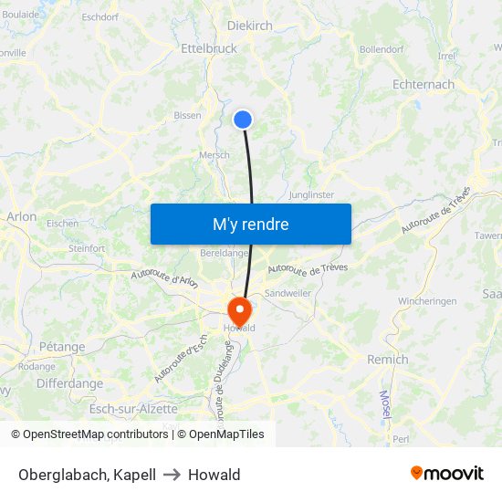 Oberglabach, Kapell to Howald map