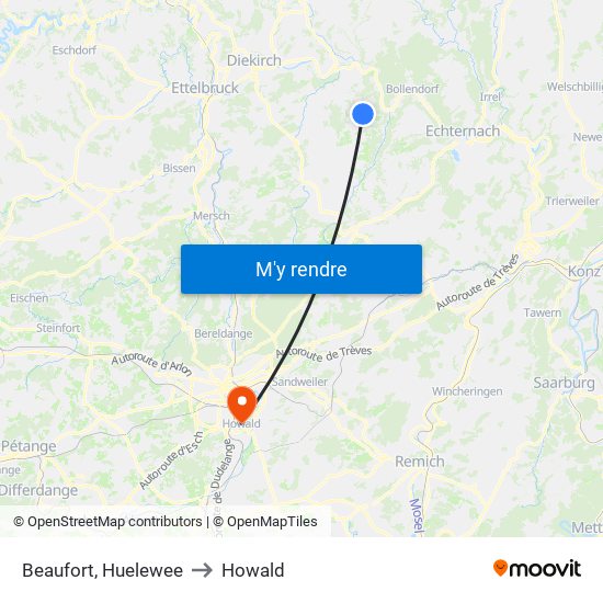 Beaufort, Huelewee to Howald map