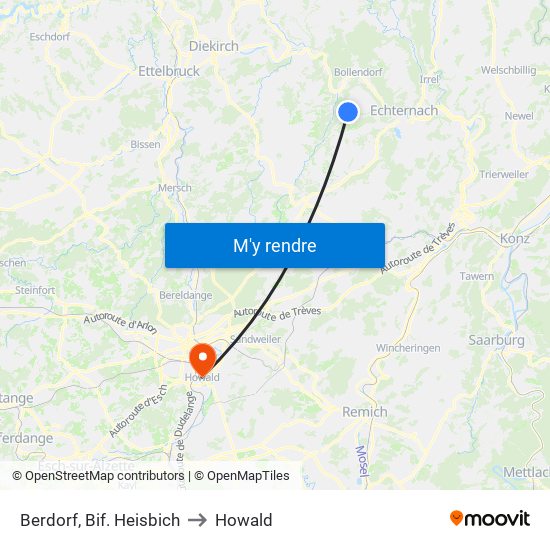 Berdorf, Bif. Heisbich to Howald map