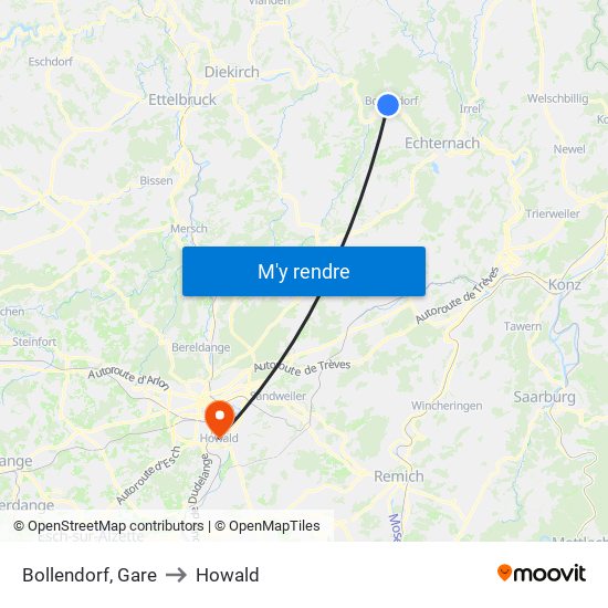 Bollendorf, Gare to Howald map