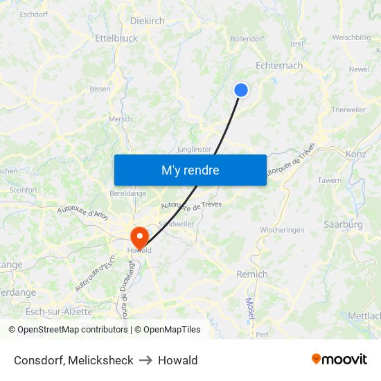 Consdorf, Melicksheck to Howald map