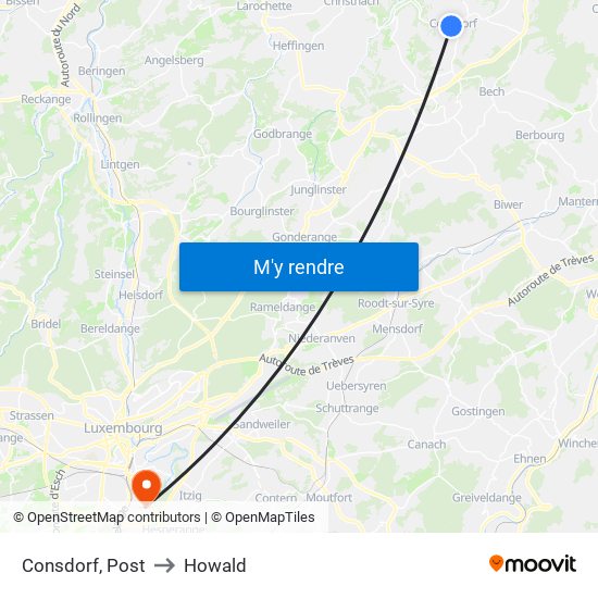 Consdorf, Post to Howald map