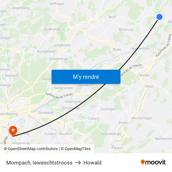 Mompach, Ieweschtstrooss to Howald map