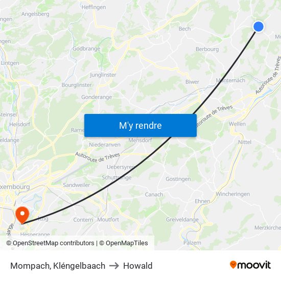 Mompach, Kléngelbaach to Howald map