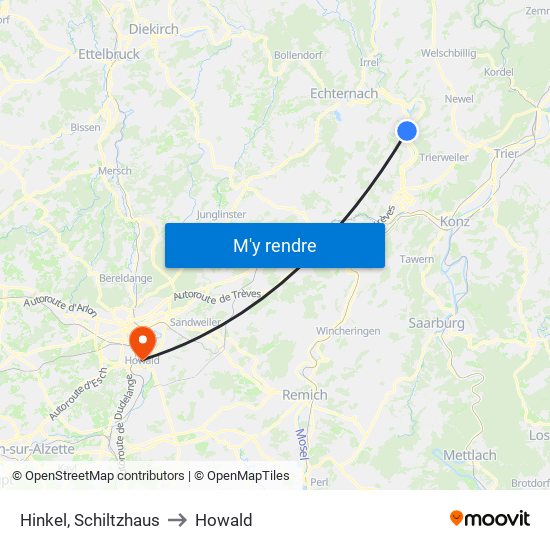 Hinkel, Schiltzhaus to Howald map