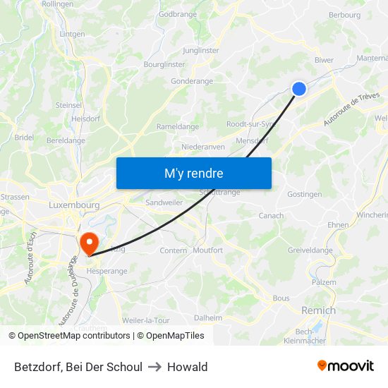 Betzdorf, Bei Der Schoul to Howald map
