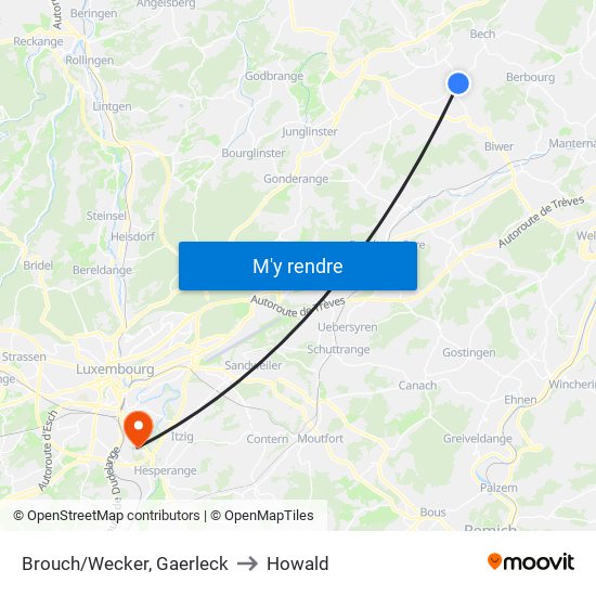 Brouch/Wecker, Gaerleck to Howald map