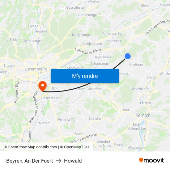 Beyren, An Der Fuert to Howald map