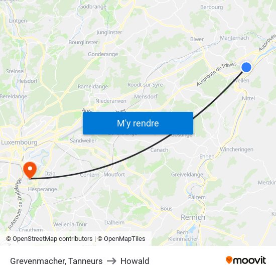 Grevenmacher, Tanneurs to Howald map