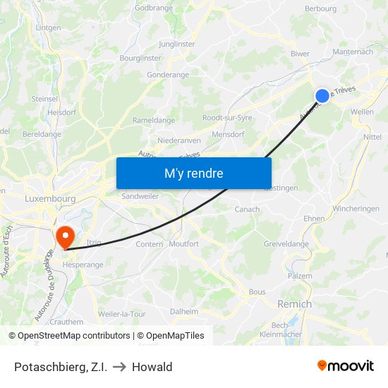 Potaschbierg, Z.I. to Howald map