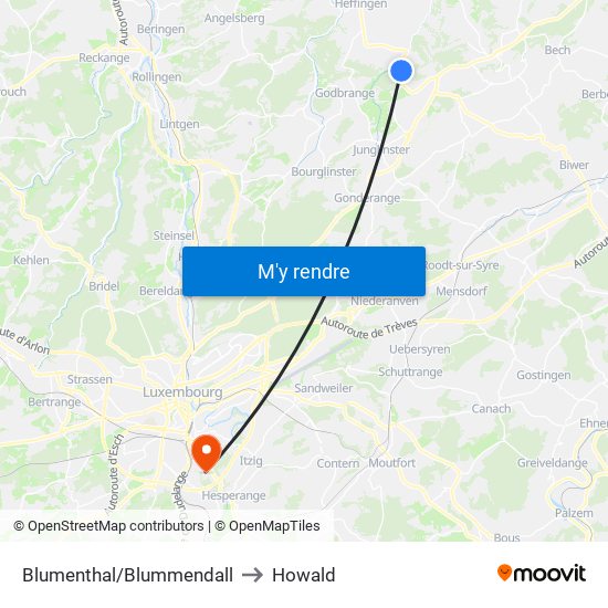 Blumenthal/Blummendall to Howald map