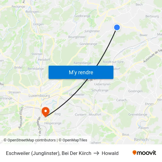 Eschweiler (Junglinster), Bei Der Kiirch to Howald map