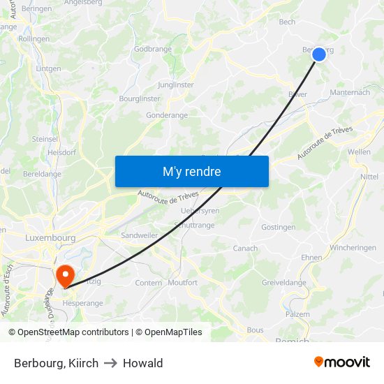 Berbourg, Kiirch to Howald map