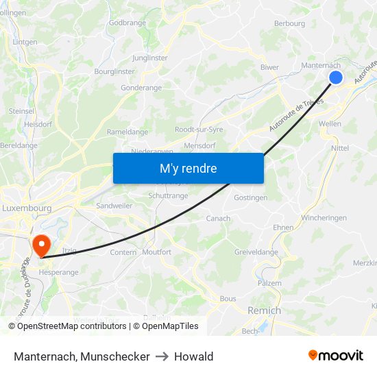 Manternach, Munschecker to Howald map