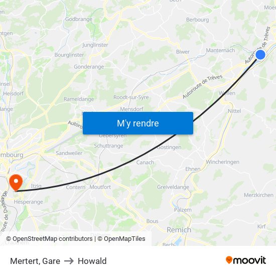 Mertert, Gare to Howald map