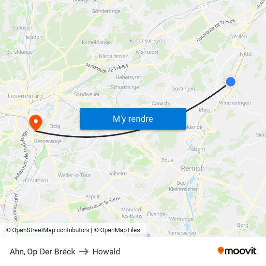 Ahn, Op Der Bréck to Howald map