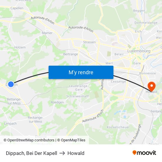 Dippach, Bei Der Kapell to Howald map