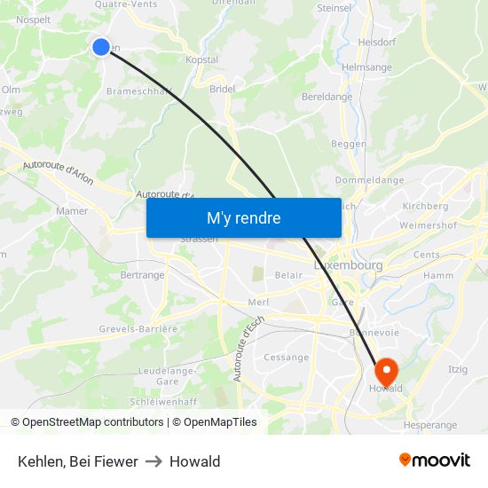 Kehlen, Bei Fiewer to Howald map
