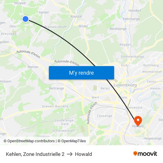 Kehlen, Zone Industrielle 2 to Howald map