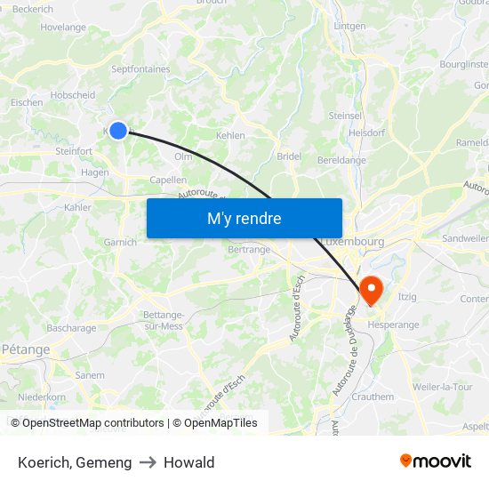 Koerich, Gemeng to Howald map