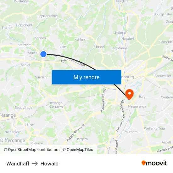 Wandhaff to Howald map