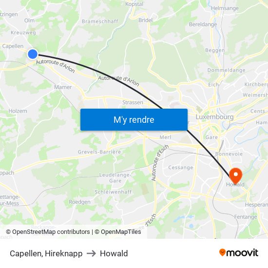 Capellen, Hireknapp to Howald map