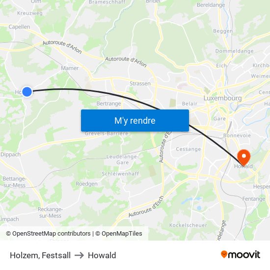 Holzem, Festsall to Howald map