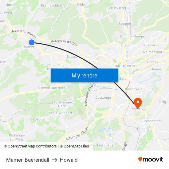 Mamer, Baerendall to Howald map