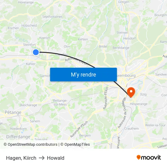 Hagen, Kiirch to Howald map