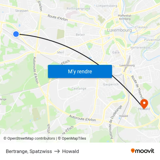 Bertrange, Spatzwiss to Howald map