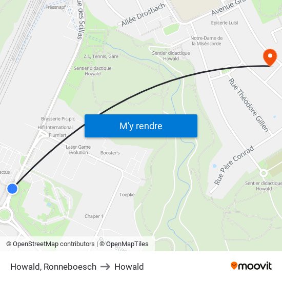 Howald, Ronneboesch to Howald map