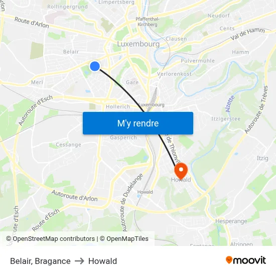 Belair, Bragance to Howald map