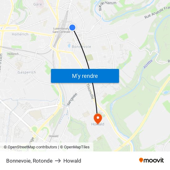 Bonnevoie, Rotonde to Howald map