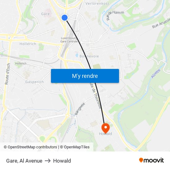 Gare, Al Avenue to Howald map