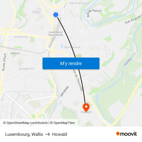 Luxembourg, Wallis to Howald map