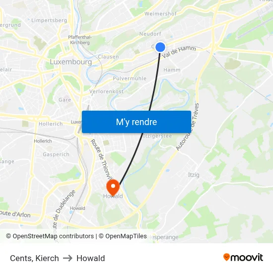 Cents, Kierch to Howald map