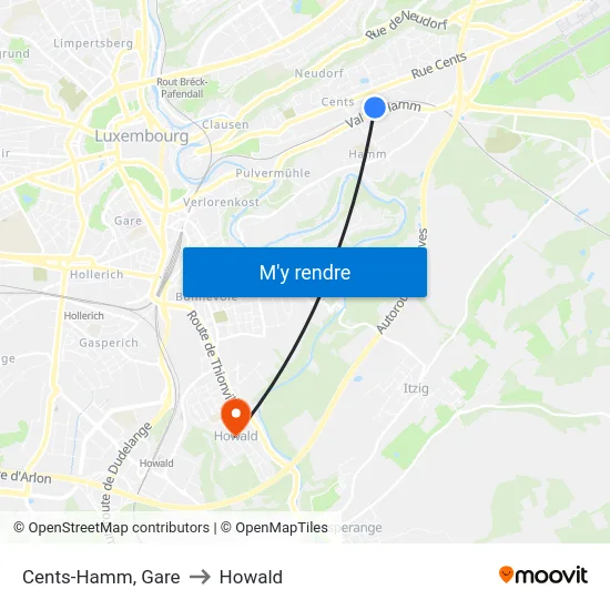 Cents-Hamm, Gare to Howald map
