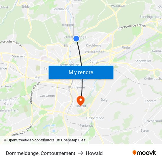 Dommeldange, Contournement to Howald map