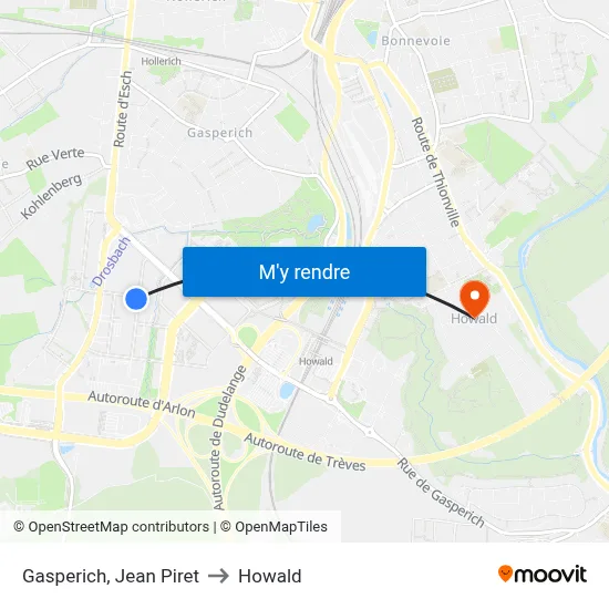 Gasperich, Jean Piret to Howald map