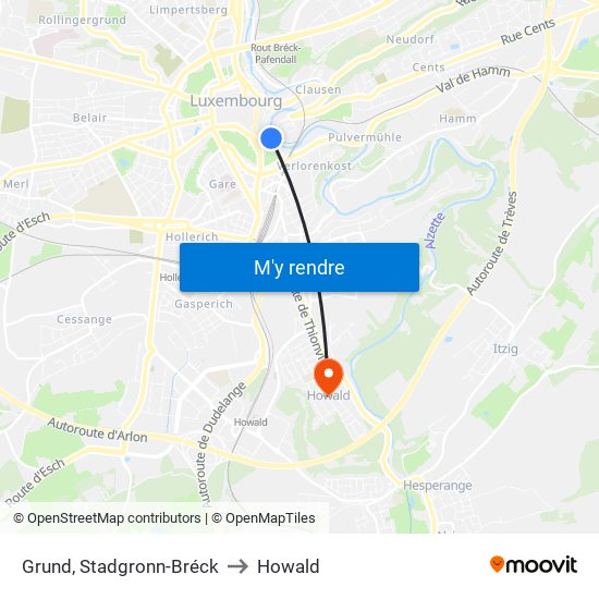Grund, Stadgronn-Bréck to Howald map