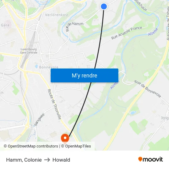Hamm, Colonie to Howald map