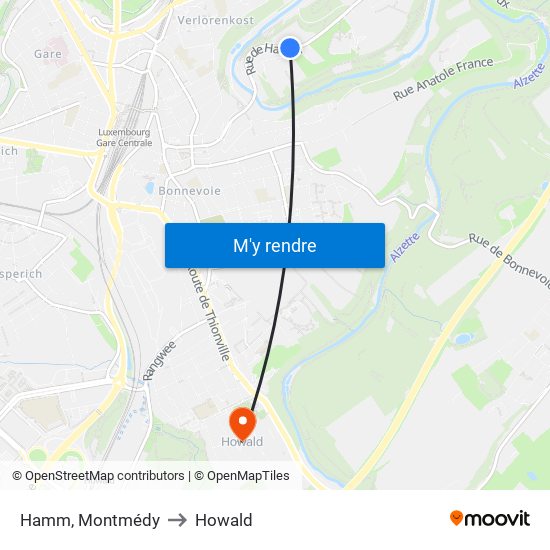 Hamm, Montmédy to Howald map